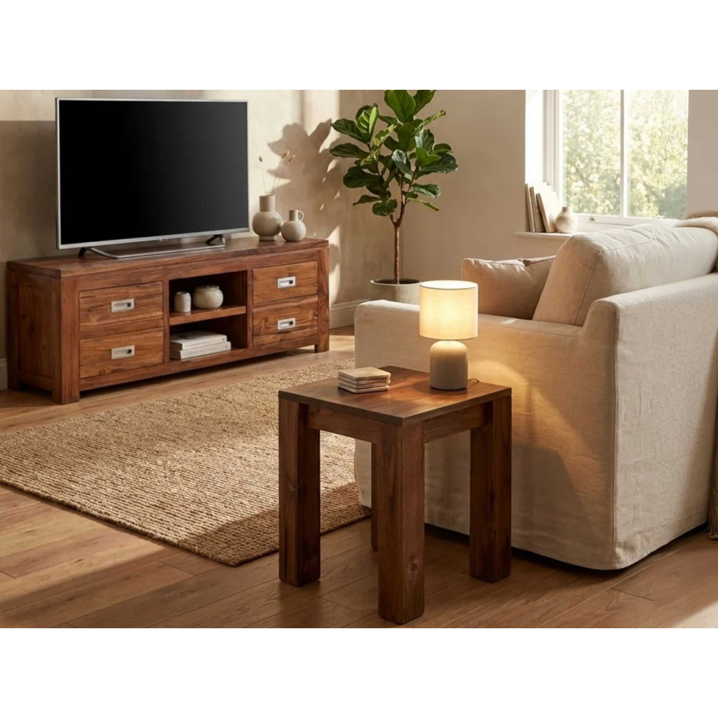 Sitzhocker Thali Modern Teak Hellbraun