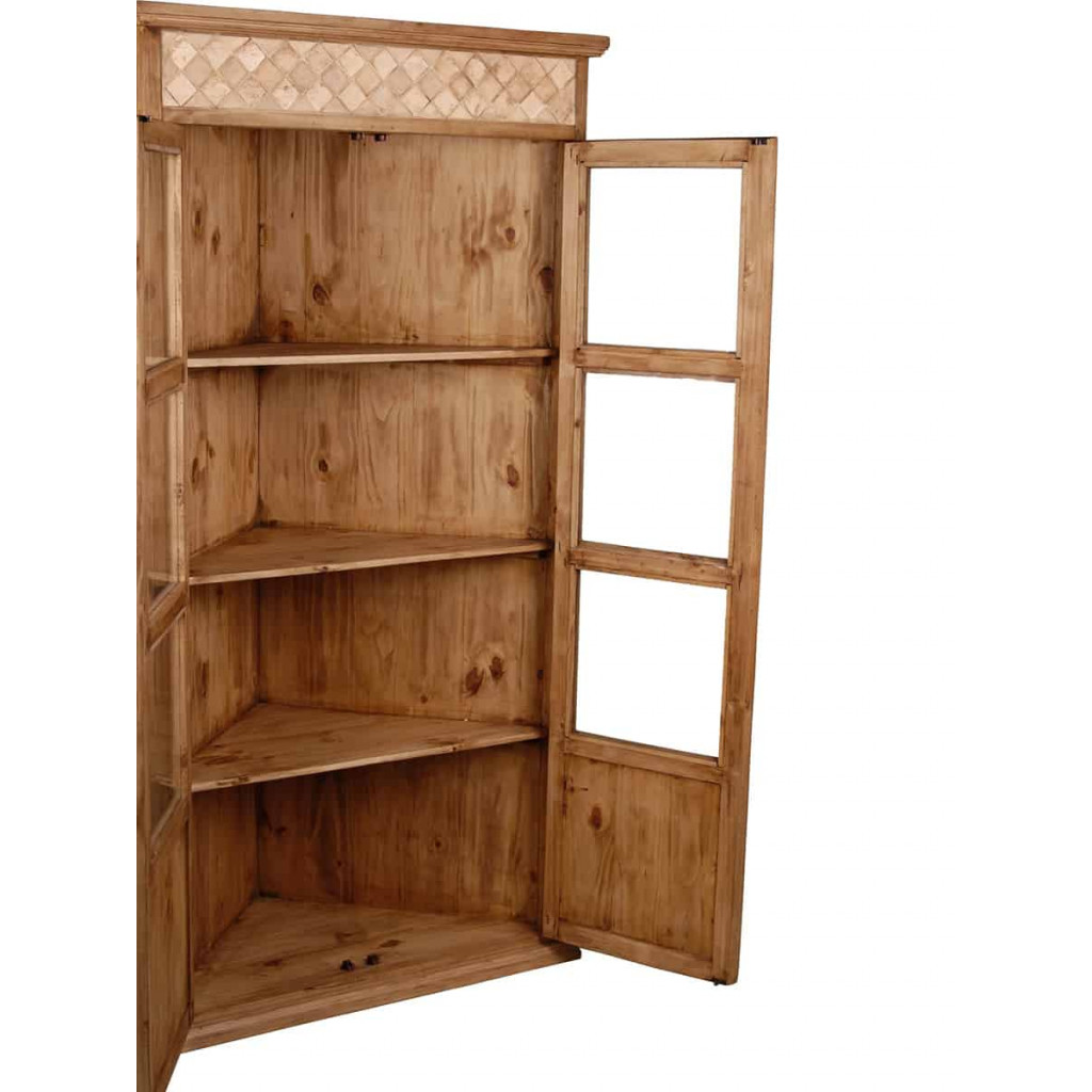 Eckvitrine Mexico Möbel Landhaus Pinie Honig