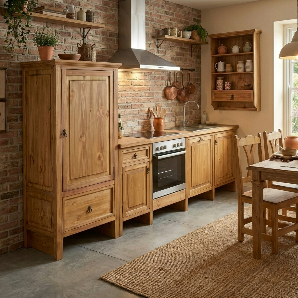 Hochschrank Mexico Möbel Landhaus Massivholz Pinie Honig