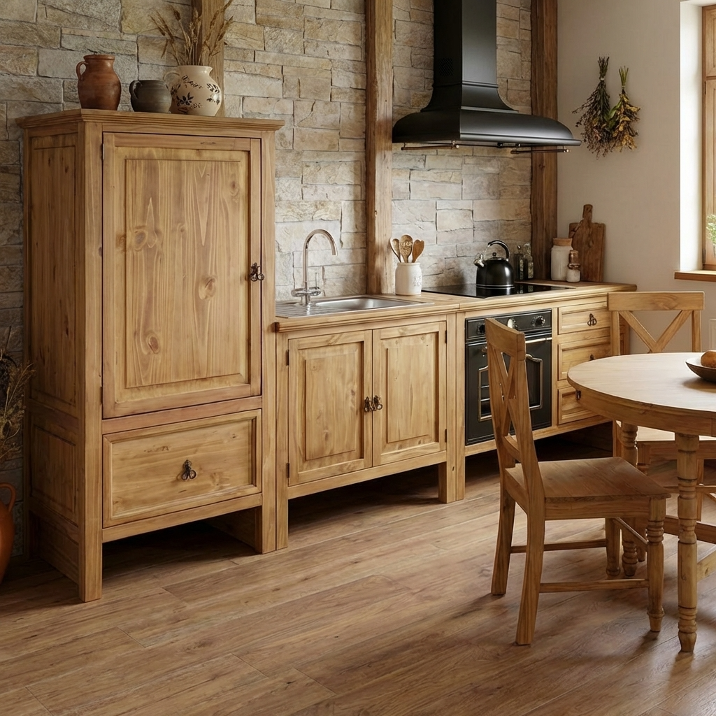 Hochschrank Mexico Möbel Landhaus Massivholz Pinie Honig