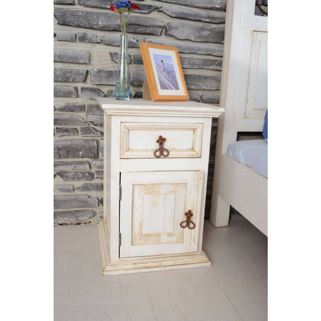 Nachttisch Mexico Möbel Landhaus Pinie Weiß