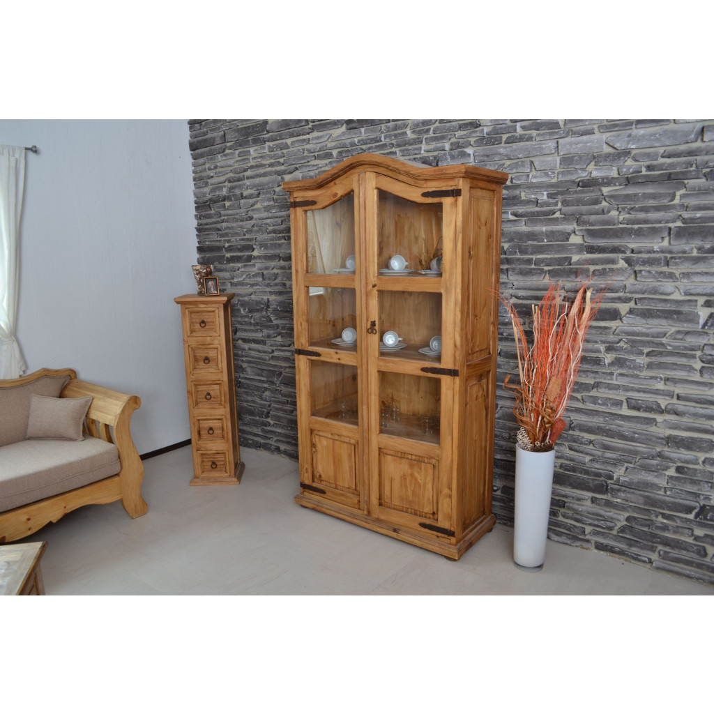 Vitrine Mexico Möbel Landhaus Pinie Honig