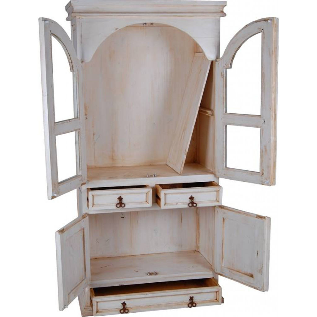 Vitrine Mexico Möbel Landhaus Pinie Weiß