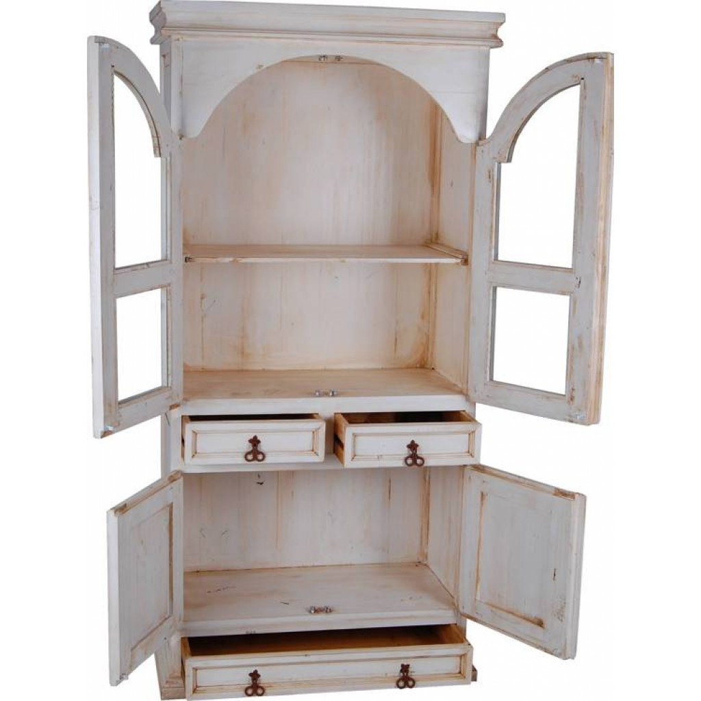 Vitrine Mexico Möbel Landhaus Pinie Weiß