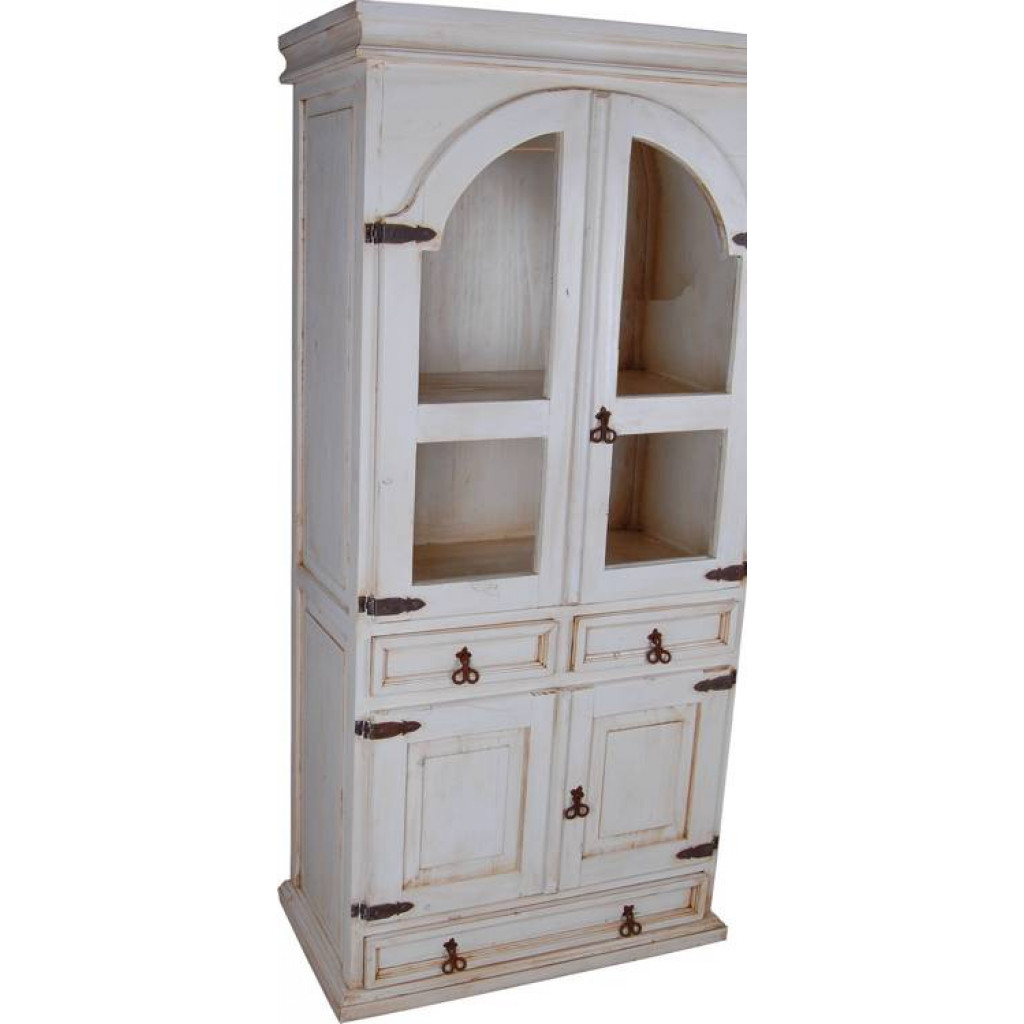 Vitrine Mexico Möbel Landhaus Pinie Weiß
