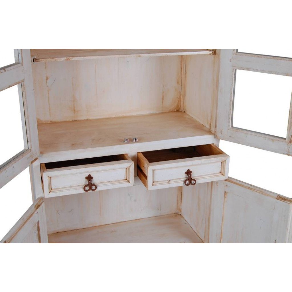 Vitrine Mexico Möbel Landhaus Pinie Weiß