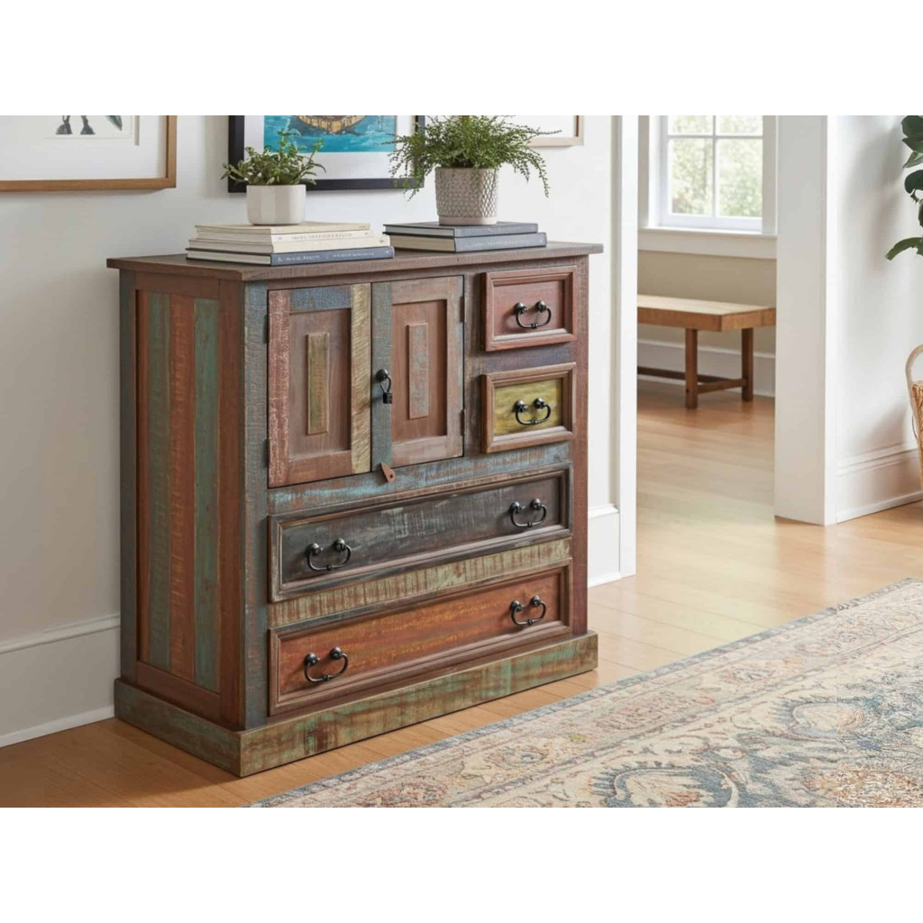 Kommode Cancun Shabby Chic Massivholz Pinie Bunt