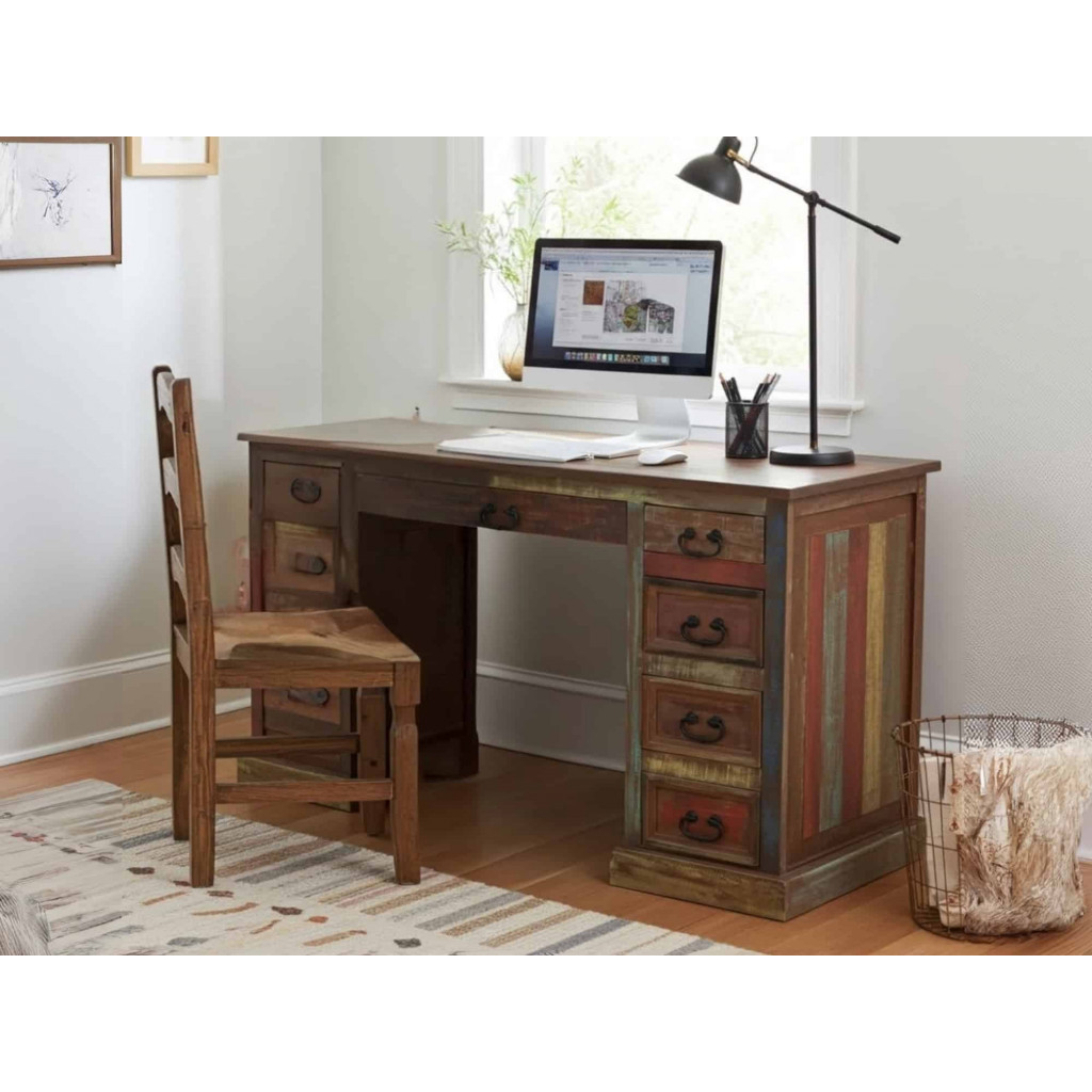 Schreibtisch Cancun Shabby Chic Massivholz Pinie Bunt