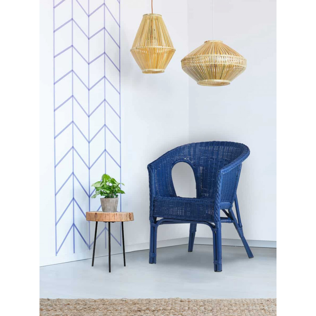 Armlehnstuhl Rattan Landhaus Blau