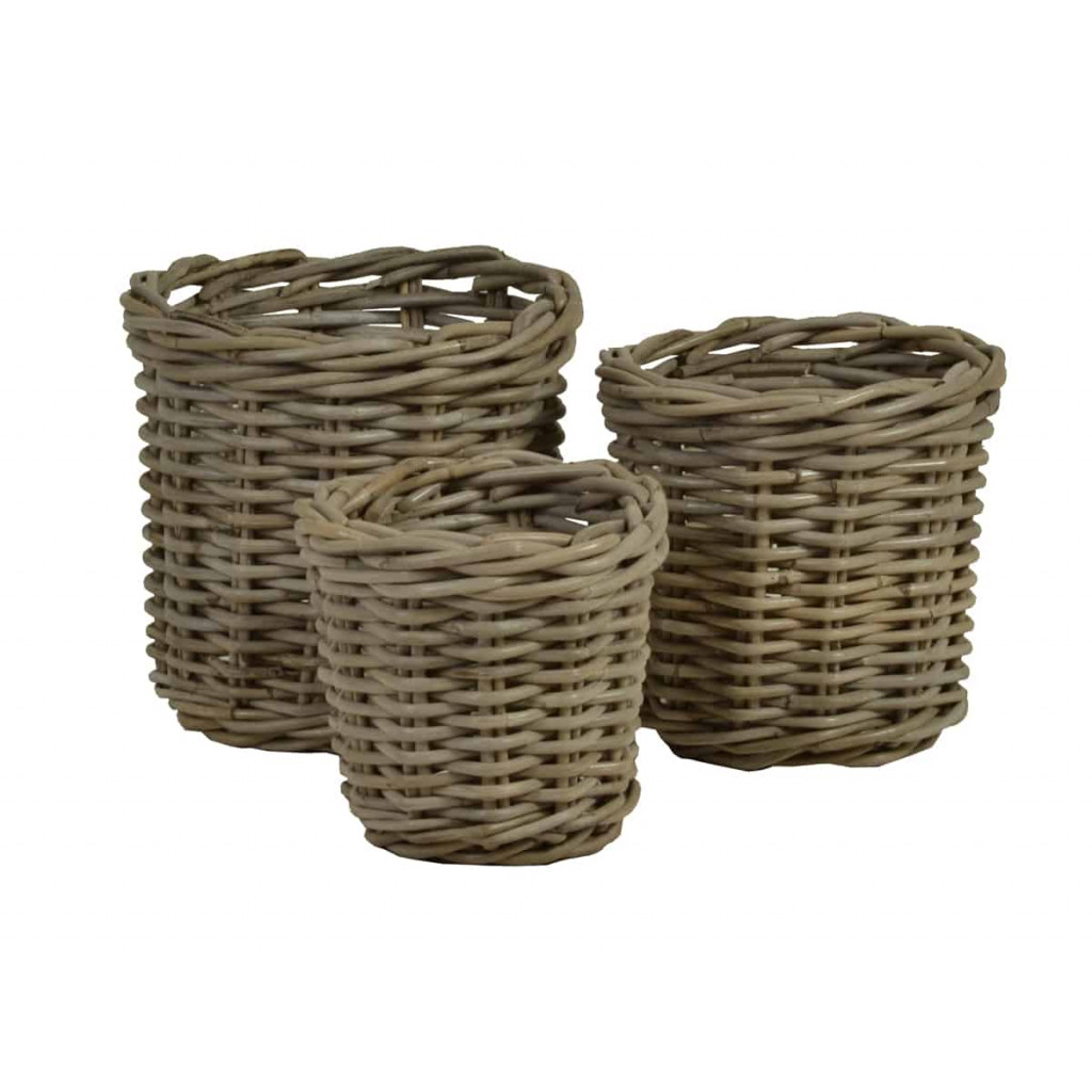 Korb Rattan Landhaus Kubu-grau