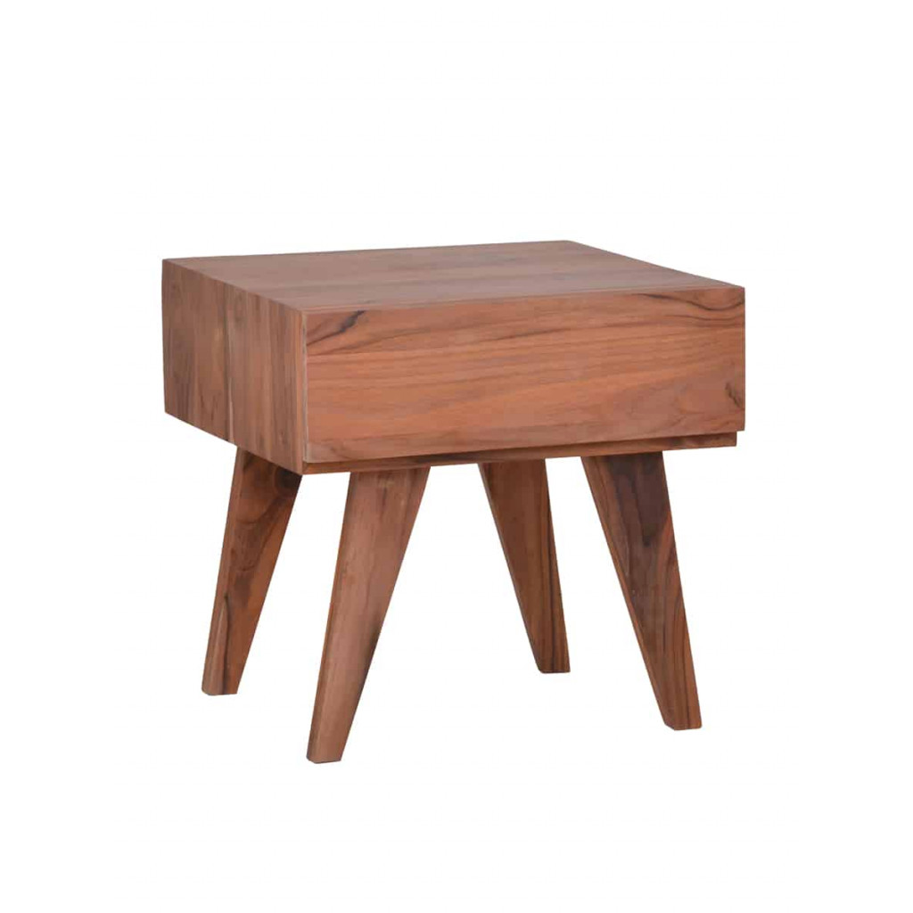 Beistelltisch Tamesi Modern Massivholz Teak Dunkelbraun