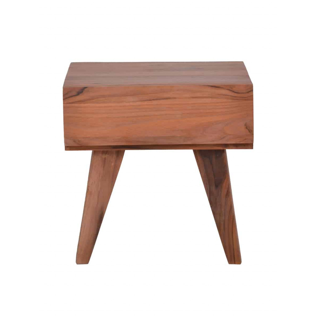 Beistelltisch Tamesi Modern Massivholz Teak Dunkelbraun