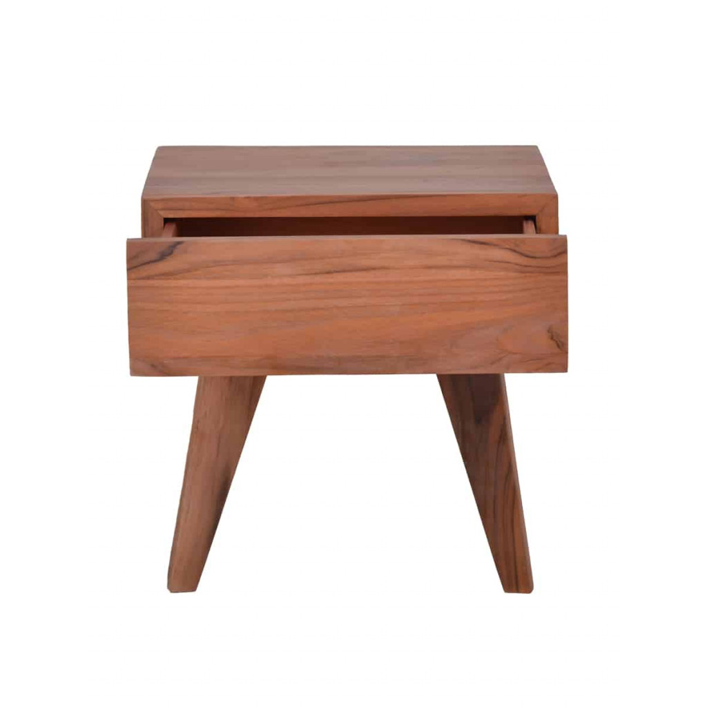Beistelltisch Tamesi Modern Massivholz Teak Dunkelbraun
