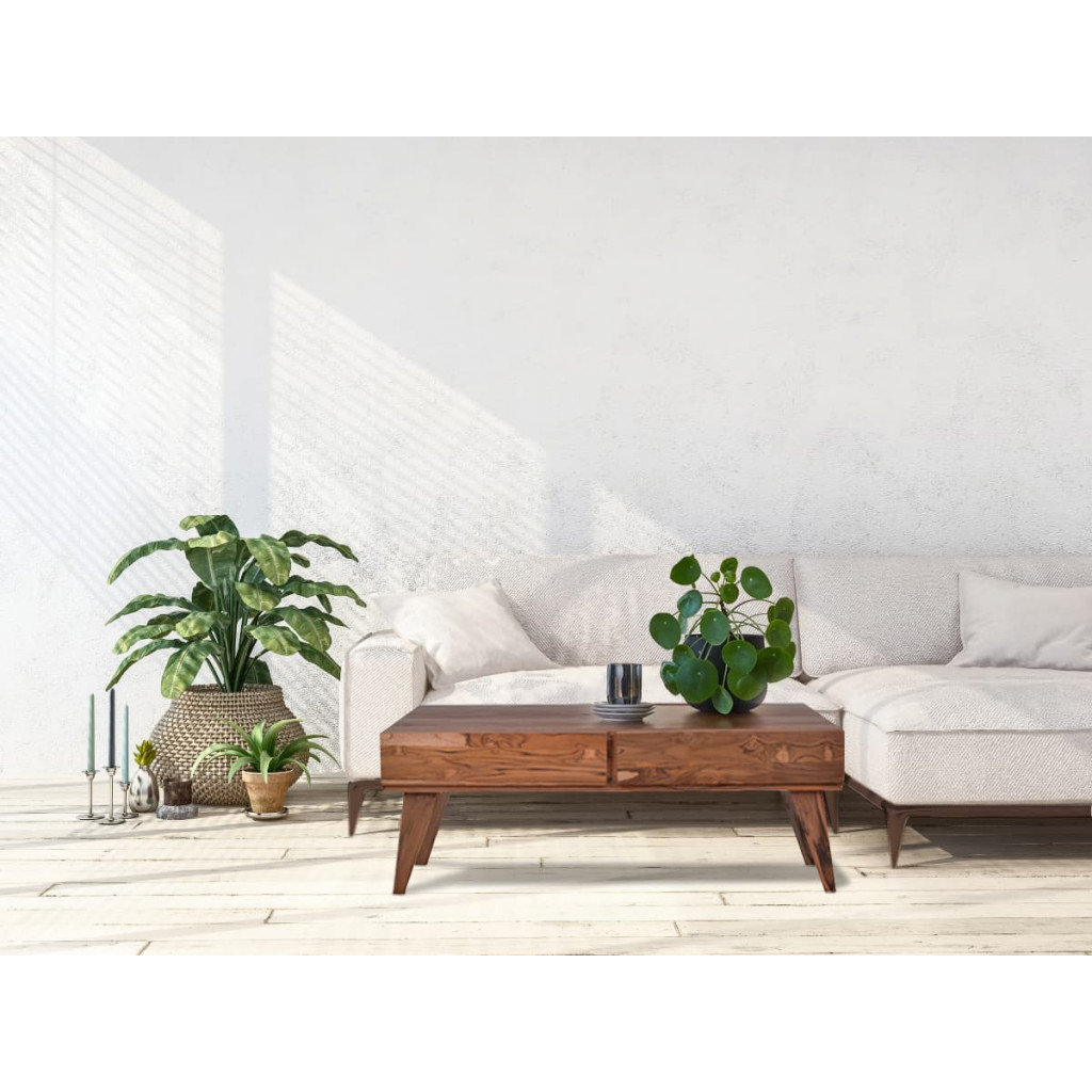 Couchtisch Tamesi Modern Massivholz Teak Dunkelbraun