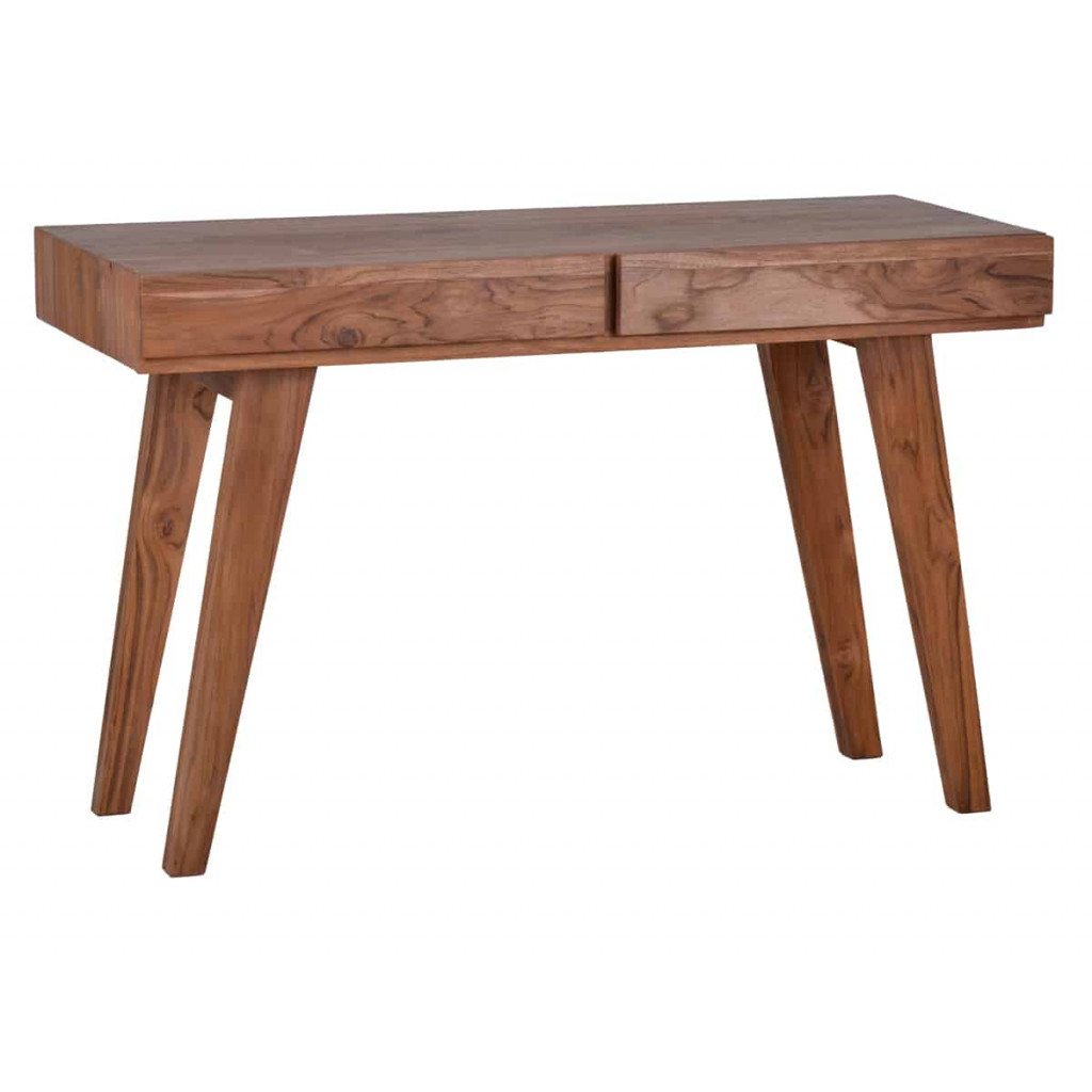 Schreibtisch Tamesi Modern Massivholz Teak Dunkelbraun