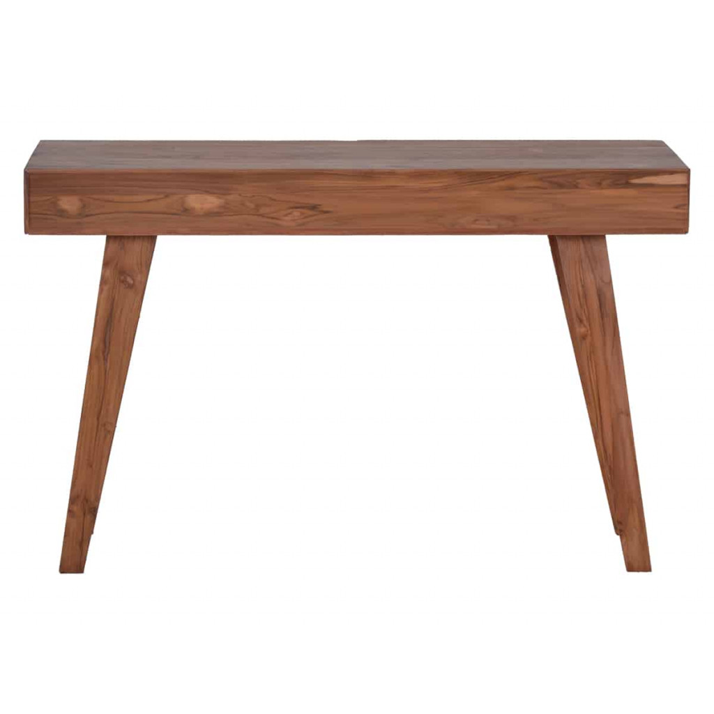 Schreibtisch Tamesi Modern Massivholz Teak Dunkelbraun