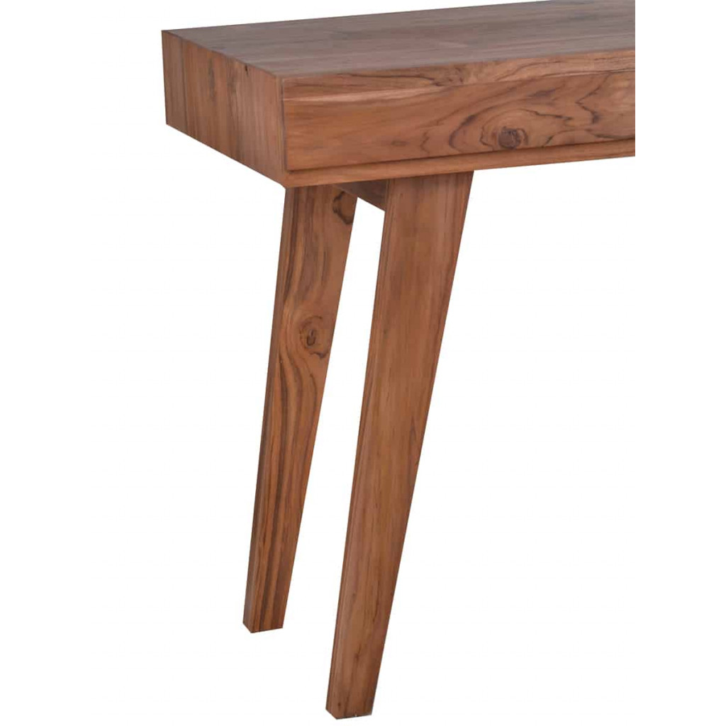 Schreibtisch Tamesi Modern Massivholz Teak Dunkelbraun