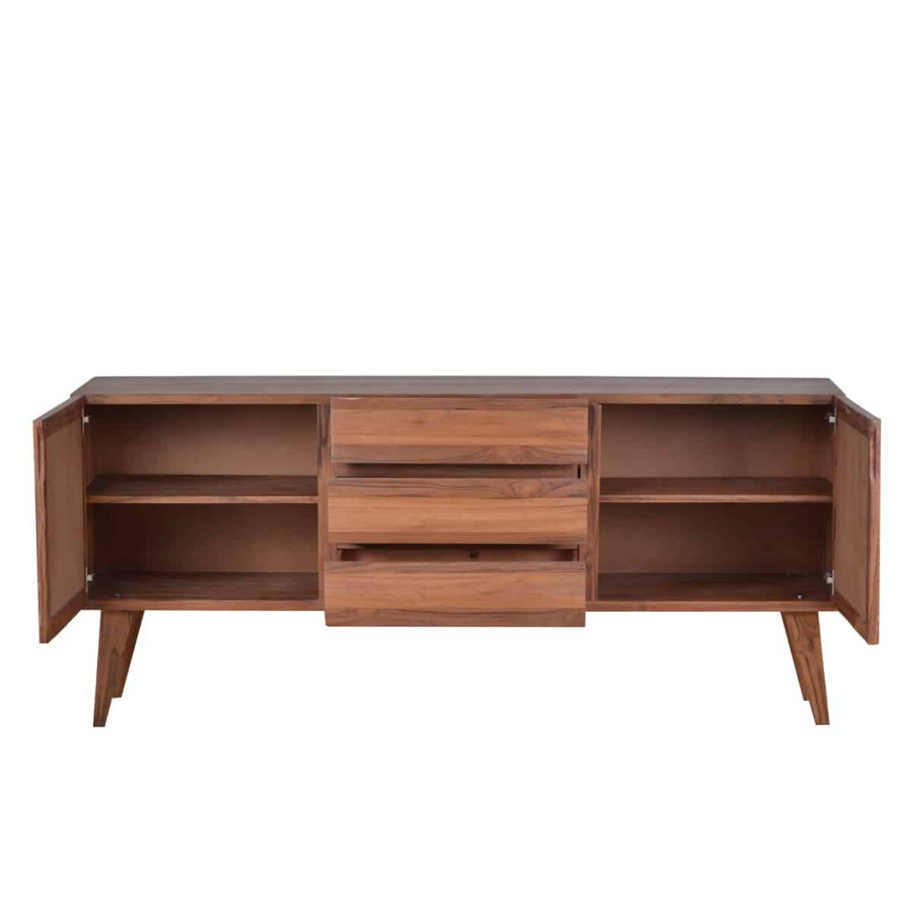 Sideboard Tamesi Modern Massivholz Teak Dunkelbraun