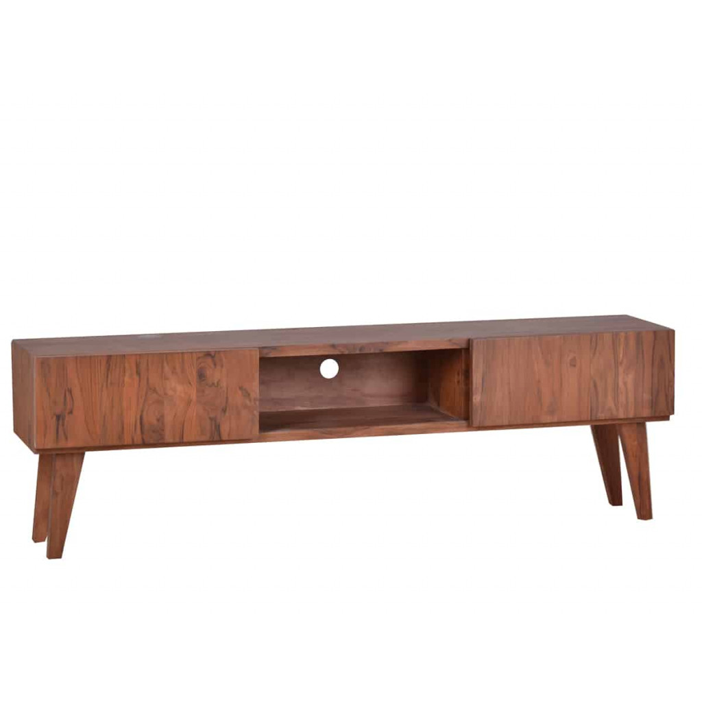 TV-Kommode Tamesi Modern Massivholz Teak Dunkelbraun