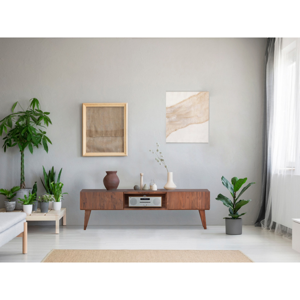 TV-Kommode Tamesi Modern Teak Dunkelbraun