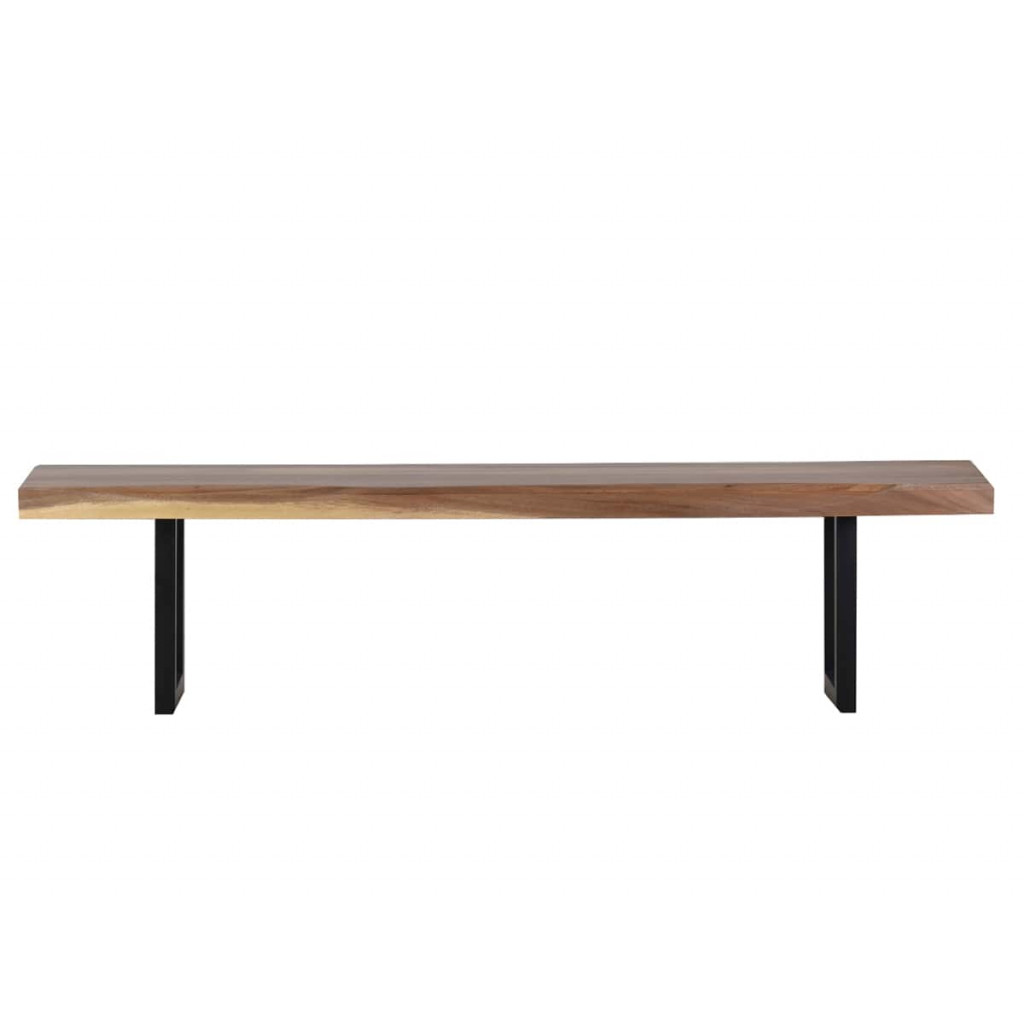 Bank Vanaja Modern Massivholz Metall Teak Dunkelbraun