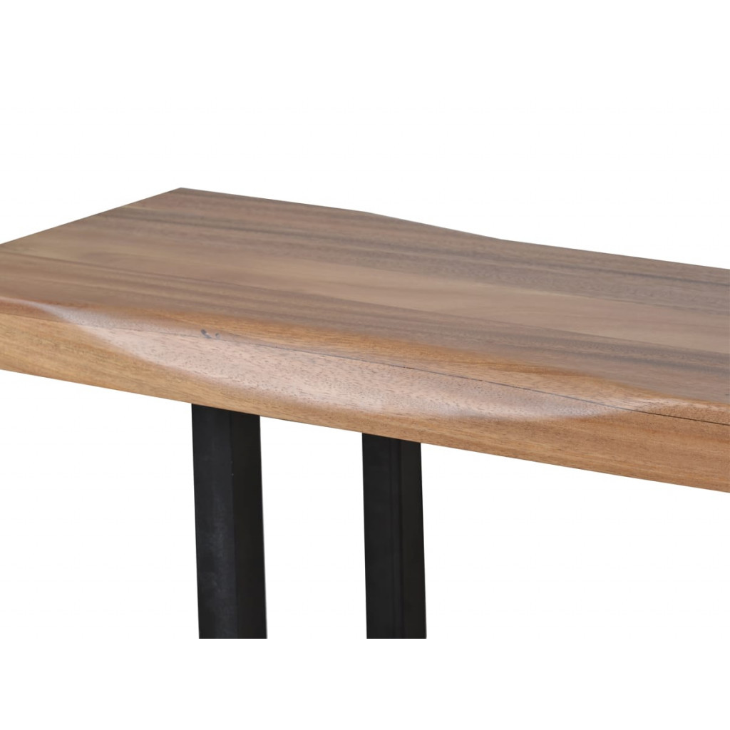 Bank Vanaja Modern Massivholz Metall Teak Dunkelbraun