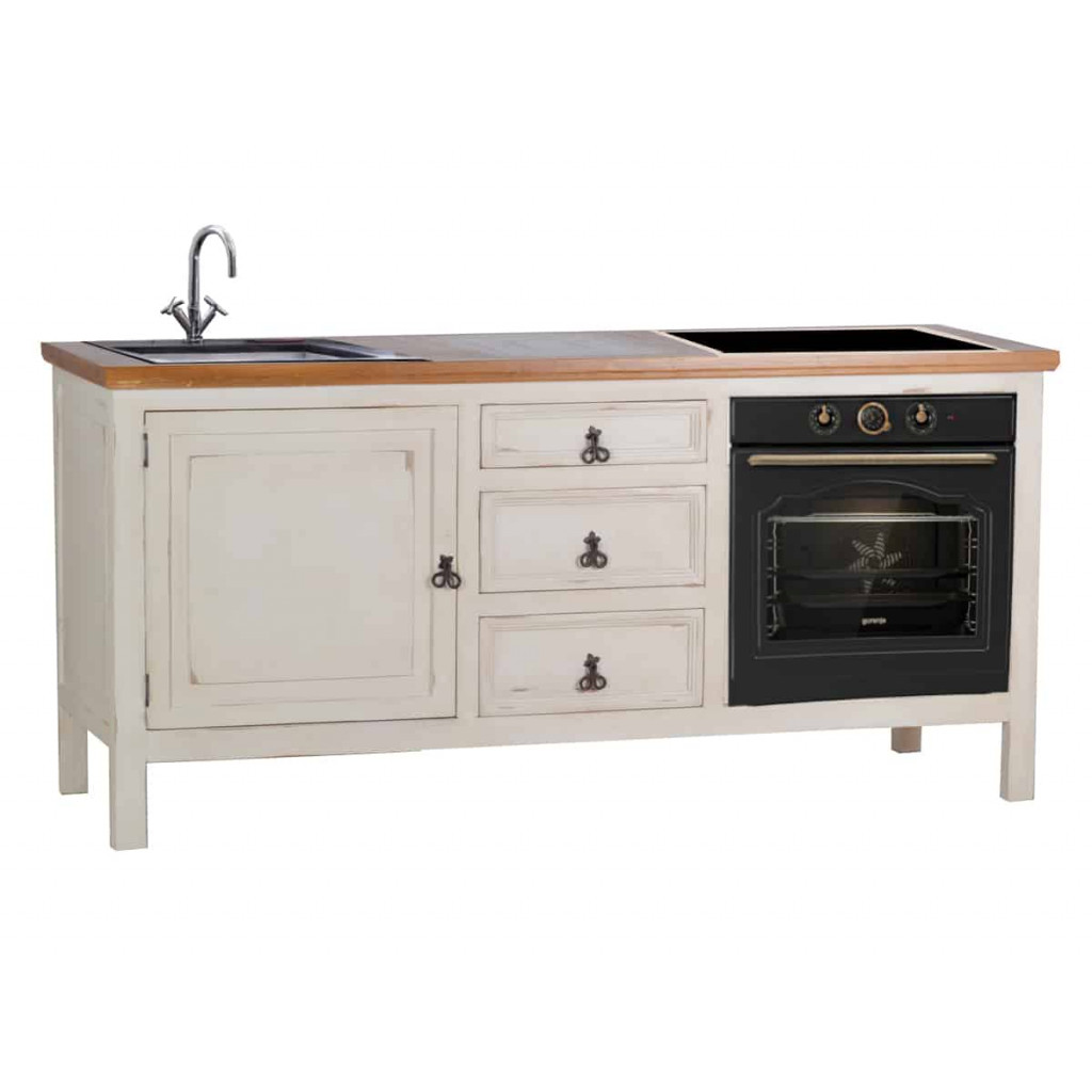 Küchenmodul Mexico Möbel Landhaus Massivholz Pinie Weiß