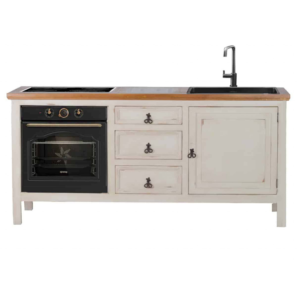 Küchenmodul Mexico Möbel Landhaus Massivholz Pinie Weiß