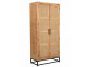 Garderobenschrank  Modern Massivholz Metall Rattan Mango Hellbraun