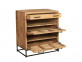 Schuhschrank  Modern Massivholz Metall Rattan Mango Hellbraun
