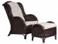 Sitzhocker  Landhaus 100% Baumwolle Massivholz Rattan Mahagoni Braun