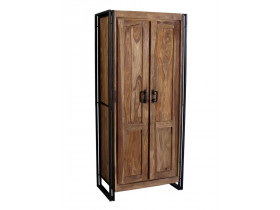 Garderobenschrank Madras Modern Massivholz Metall Akazie Braun