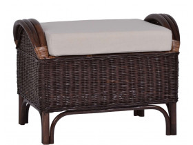 Sitzhocker  Landhaus 100% Baumwolle Massivholz Rattan Mahagoni Braun
